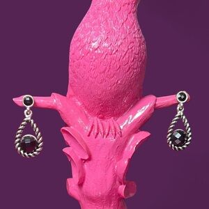 Silver and Black Teardrop Earrings